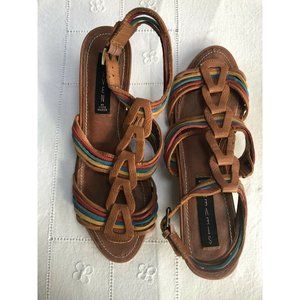 Steve Madden Jannis Sandals 8 Leather Colorful Wedge